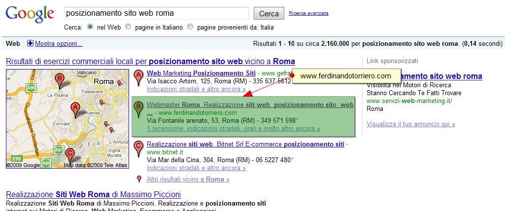 posizionamenti sito web